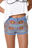 Embroidered Denim Shorts