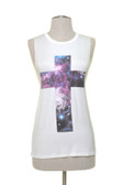Galaxy Cross Print Top with Twisted Open Back