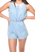 Pleated Denim Romper