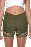 Leaf Cutout Trim Shorts