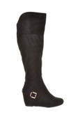 Irma Suede Knee High Buckled Wedge Boot