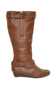 Tamara Buckle Zipper Knee High Wedge Boot