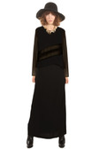 Two Diagonal Chiffon Strikes and Chiffon Sleeves Sweater Top