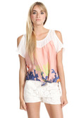 White & Pink Chiffon Top