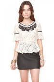 White Lace Three Quarter Sleeves Top