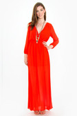 Hot Red Chiffon Maxi Dress