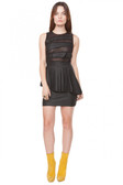 Black Faux & Mesh Peplum Dress