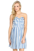 Vintage Blue & White Stripes Strapless Short Dress