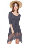 Heather Knit Dress with Lace Trim