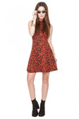 Rust & Black Floral Prints Open Back Sleeveless Dress