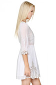 White Crochet Half Sleeves Dress