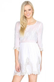 White Crochet Half Sleeves Dress