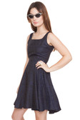 Black & Blue Jacquard Sleeveless Dress