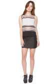 Grey Stripes Top with a Black Slit