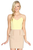 Spaghetti Peplum Yellow Short Dress