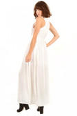 White Maxi with Neon Embroidery Sleeveless Dress