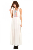White Maxi with Neon Embroidery Sleeveless Dress