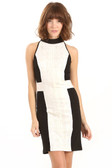 Black & White Cross Body Con Dress