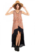 Orange & Grey Chevron High Low Dress