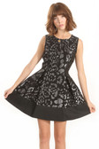 Black & Silver Brocade Leopard Print Dress