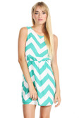 Mint & White Chevron Sleeveless Dress