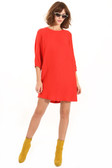 Coral Loose Dress with Bow Ruffle Back
