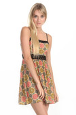 Vintage Floral Print Dress With Thin Straps