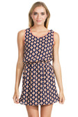 Blue & Coral Geometric Prints Short Dress