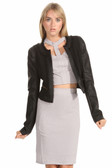 Faux Leather Cropped Knit Jacket