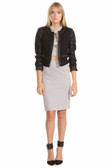 Faux Leather Cropped Knit Jacket