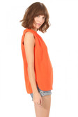 Shoulder-Pleated Orange Top