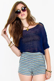 Blue Ethnic Printed Shorts