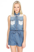 Collared Denim Romper