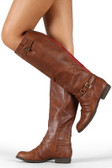 Stella-1 Ruched Buckle Riding Knee High Boot