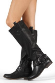 Bamboo Eastwick-01 Buckle Studded Riding Knee High Boot