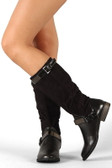 Philip-03 Metallic Shield Buckle Riding Knee High Boot