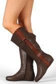 Soda Lokia-H Two Tone Round Toe Knee High Wedge Boot