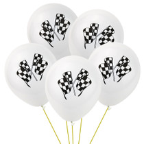 12 Black and White Checker Flag Print 11" Latex Balloons Qualatex Racing Party