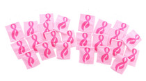 Lot of 24 Single Cotton Breast Cancer Awareness Pink Ribbon Sports Wristbands
