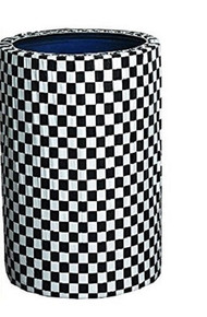 2 Black & White Checker Kwik-Covers 55 Gallon Custom Fit Garbage Trash Can Cover