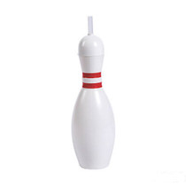 Lot of 12 Bowling Pin Sipper Cups W/Straw Novelty Sports Water Bottle Favors