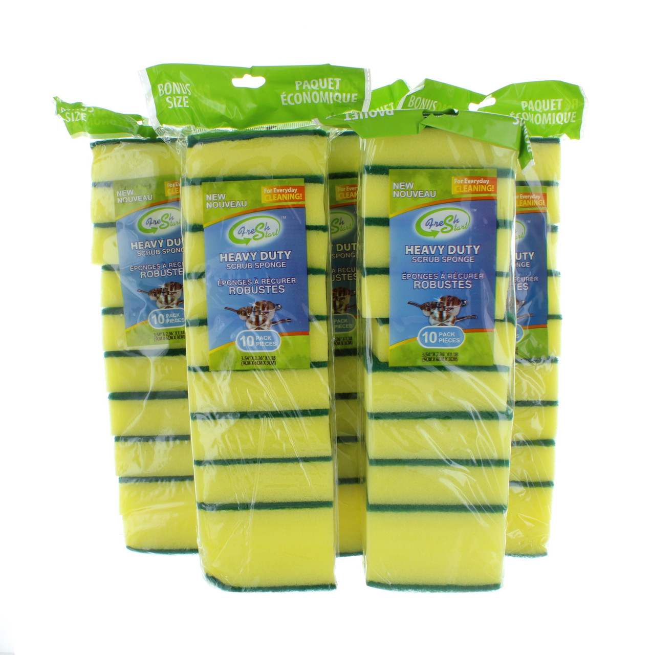 50 Green and Yellow Sponges Kitchen Scrubbers Cleaning Dishwashing