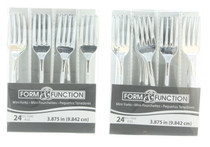 48ct Mini Silver Forks Metallic Plastic Utensil Cocktail Party Appetizer Tool