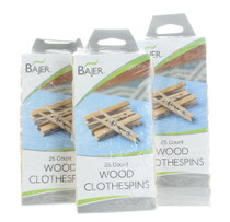 75ct Bajer Classic Wooden Spring Clothespins Pegs Hardwood Hanger Laundry Drying