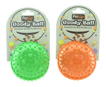 Lot of 2 Petzip Goody Treat Ball Holder Dog Toys Rubber Pet Fun COLORS MAY VARY