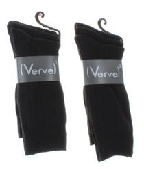Mens Black Ribbed Dress Socks 6 Pairs Size 10-13 Verve 2