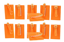 Lot of 12 Neon Orange Luggage Tags With Strap Travel ID Suitcase RALC