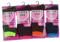 4 Pairs Heated Thermal Socks for Women Size 9-11 Pink Green Orange Blue