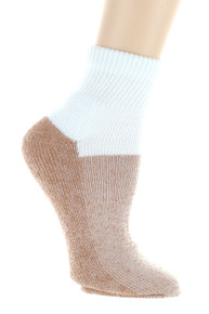 2 Pairs Copper Sole White Ankle Socks Large