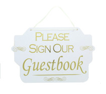 Please Sign Our Guest Book Hard Cardboard Plaque 10" x 6 3/4"